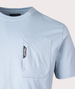 Marshall Artist Minerva T-Shirt in Dusk Blue with Chest Pocket, 100% Cotton Chest Shot at EQVVS