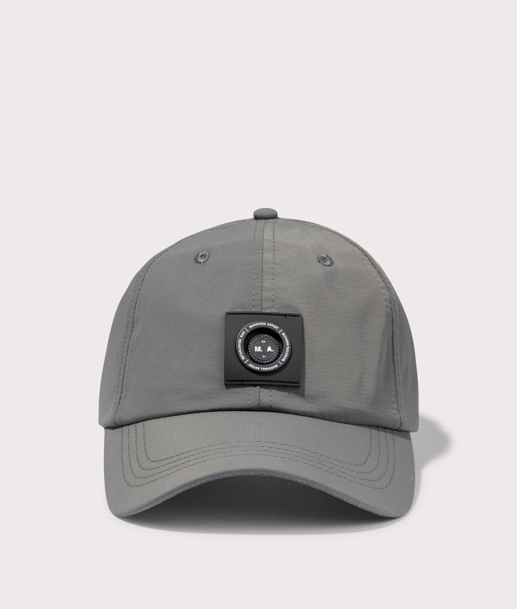 Siren Nylon Ripstop Cap in Volcanic Grey by Marshall Artist. EQVVS Front Angle Shot.