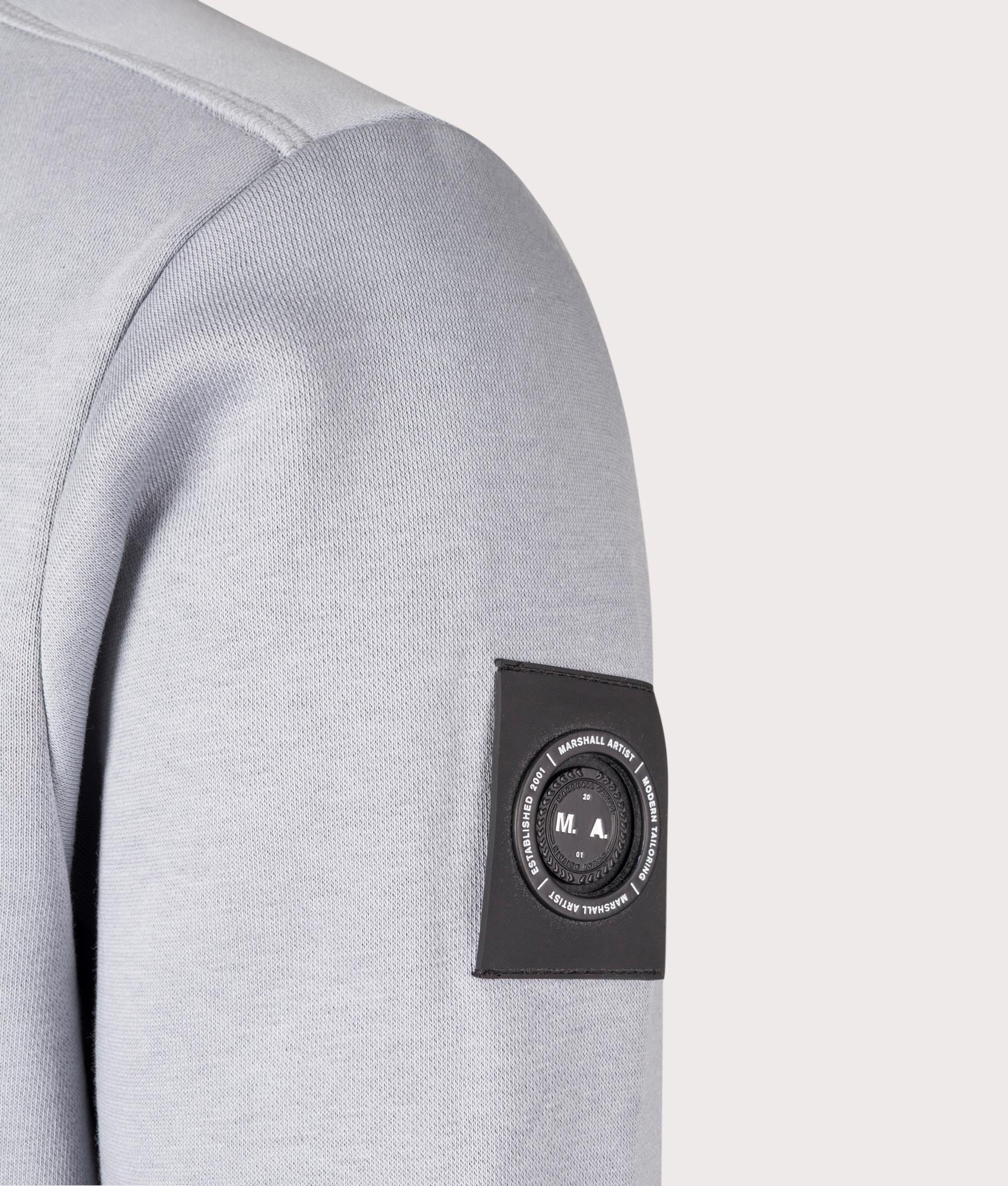 Siren Sweatshirt in Nardo Grey by Marshall Artist. Shot at EQVVS. Detail shot. 