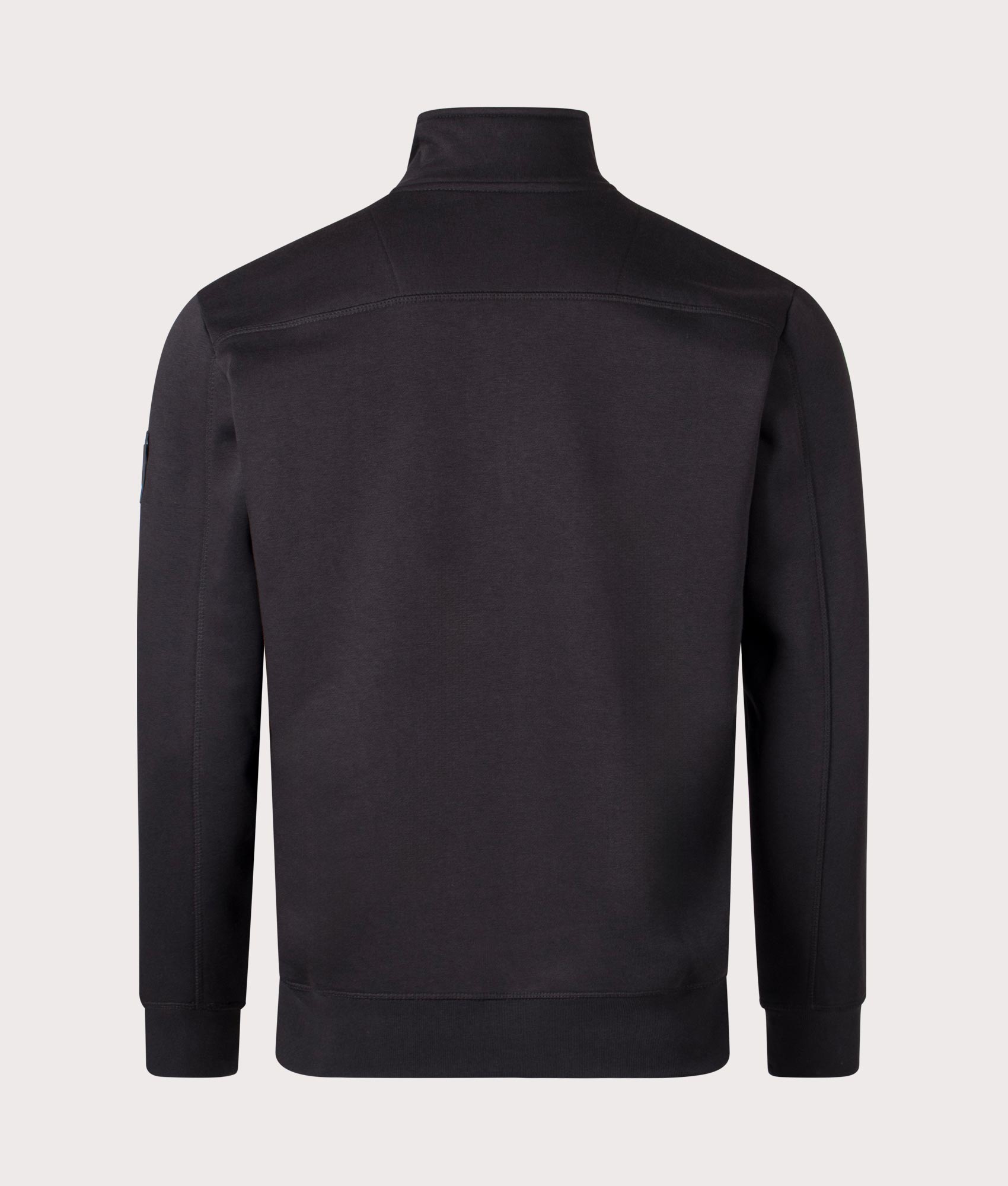 Black Marshall Artist Quarter Zip Sweatshirt. Shot at EQVVS. Reverse shot. 
