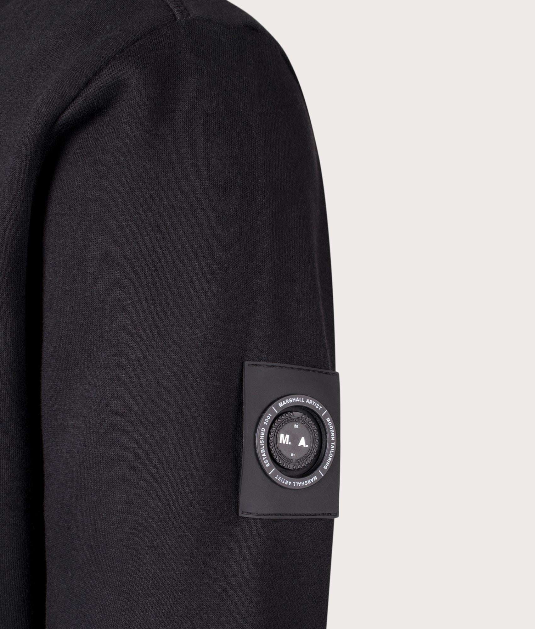 Marshall Artist Siren Hoodie in Black at EQVVS Menswear. Detail shot.