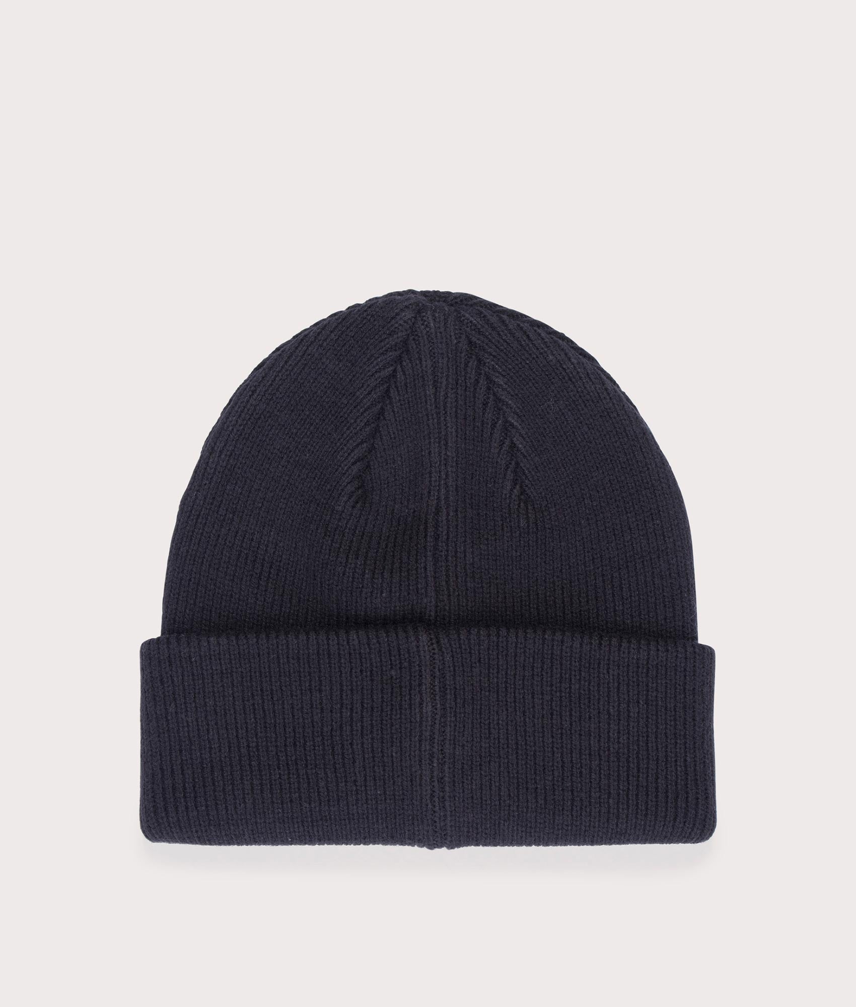 Marshall Artist Siren Knitted Beanie in Black. At EQVSS Menswear. Back shot