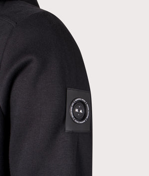 Siren Zip Through Sweatshirt in black by Marshall Artist. Shot at EQVVS. Detail shot. 
