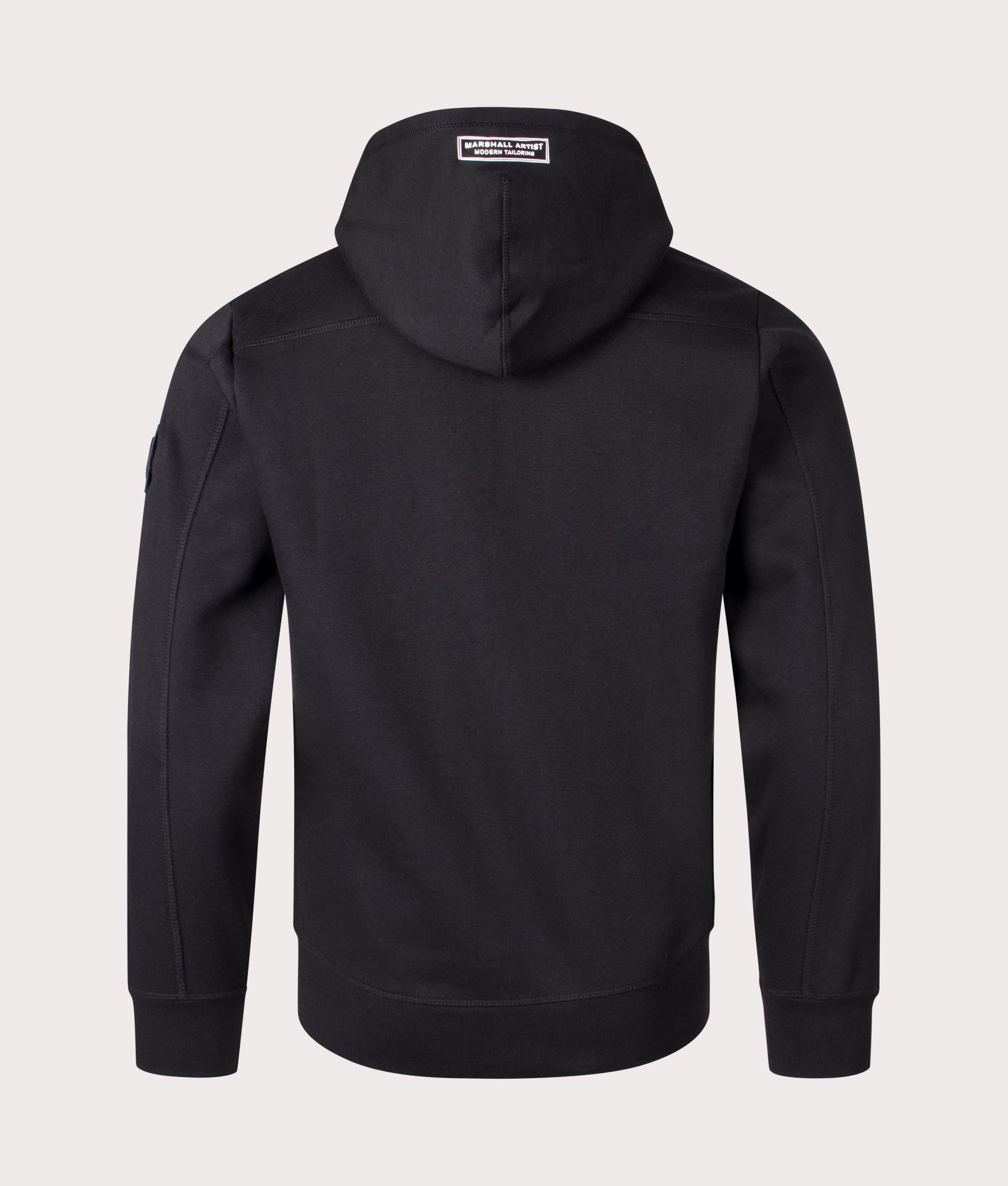 Siren Zip Through Sweatshirt in black by Marshall Artist. Shot at EQVVS. Reverse shot. 