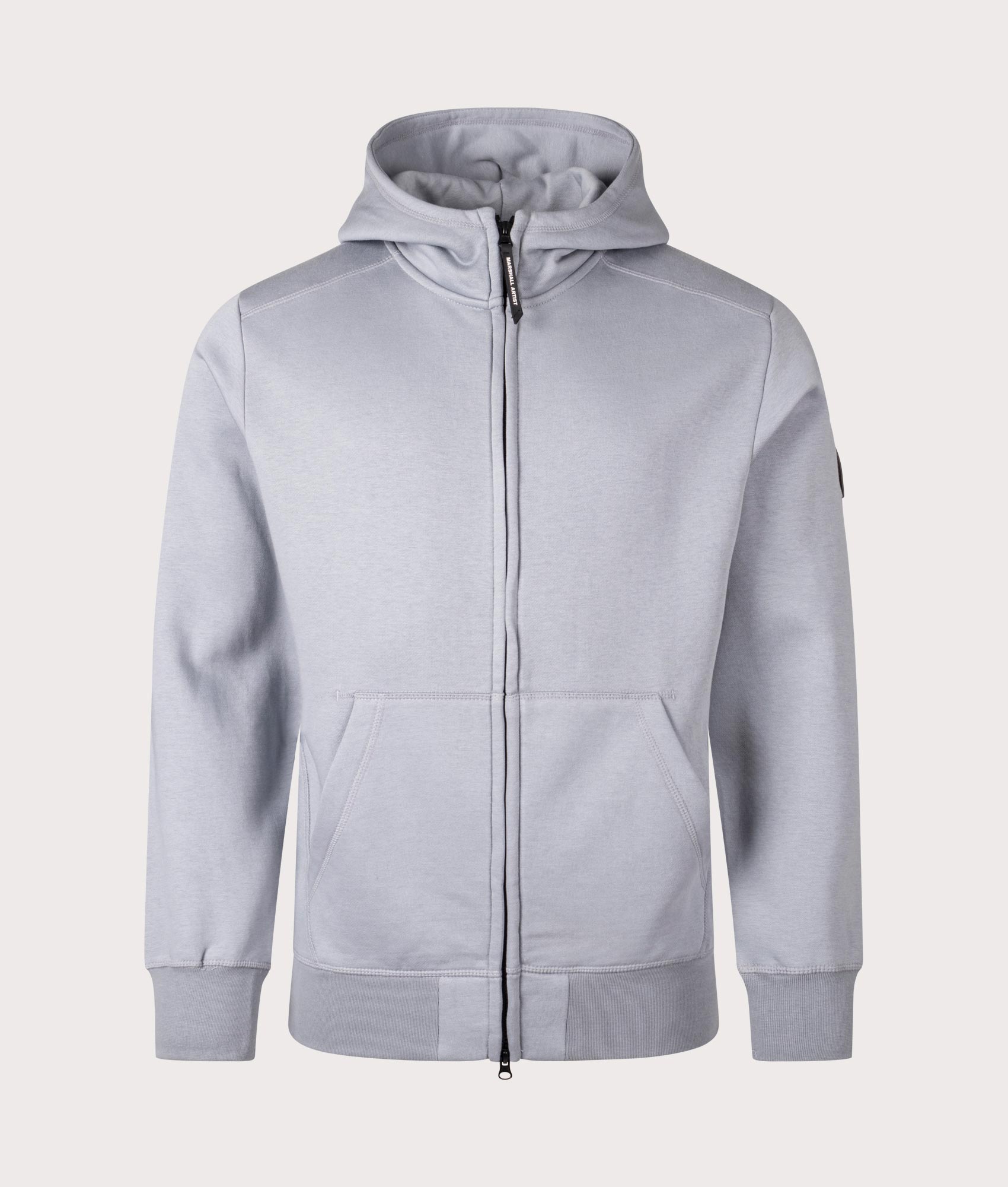 Siren Zip Through Sweatshirt in Nardo Grey by Marshall Artist. Shot at EQVVS. Front shot. 