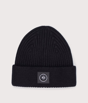 Marshall Artist, Siren Cable Knit Beanie, Black, Eqvvs Menswear, front angle