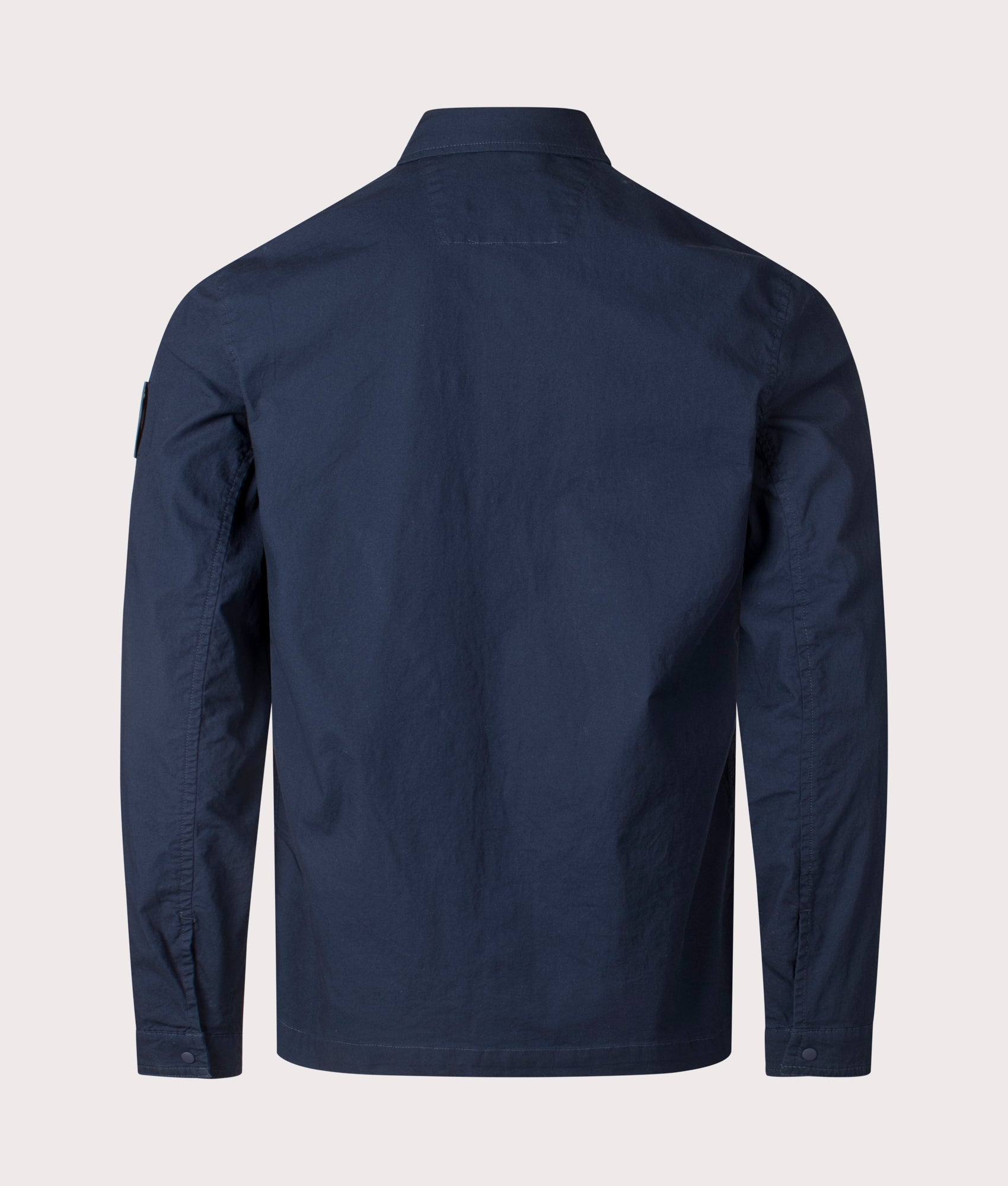 Marshall Artist Seafield Overshirt in Navy. Shot at EQVVS. Back shot