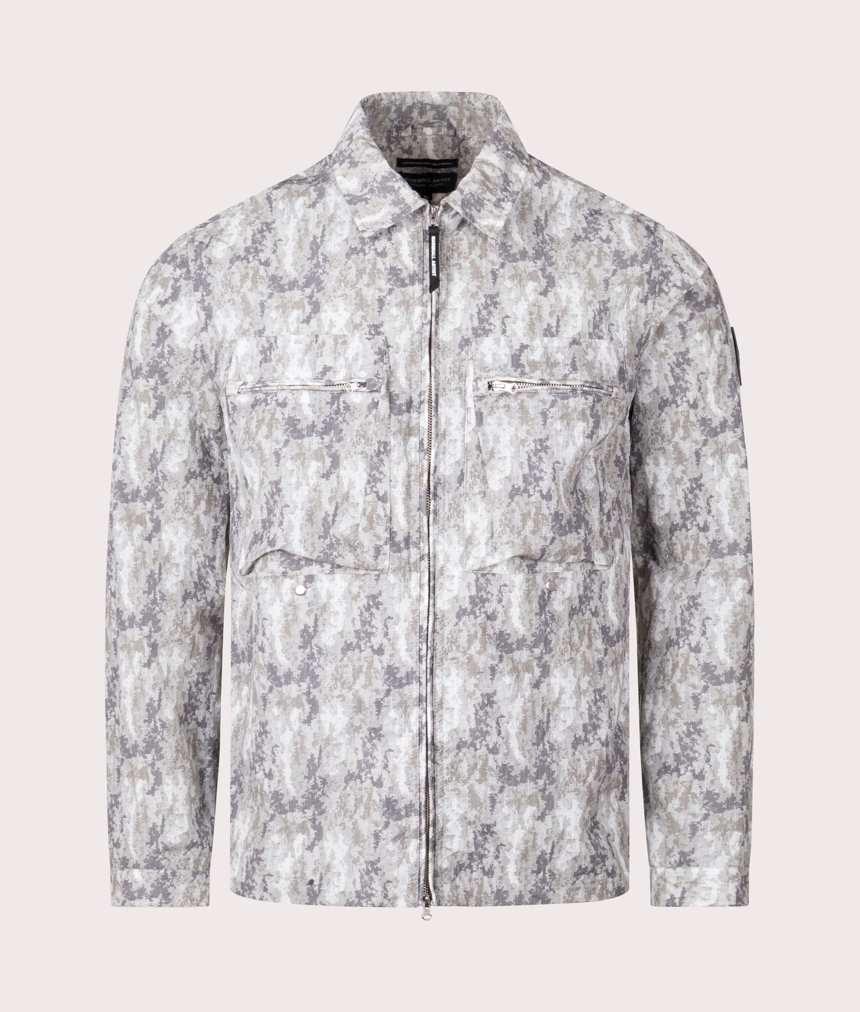 Marshall Artist Camo Erosion Overshirt in Camo. Shot at EQVVS. Front shot