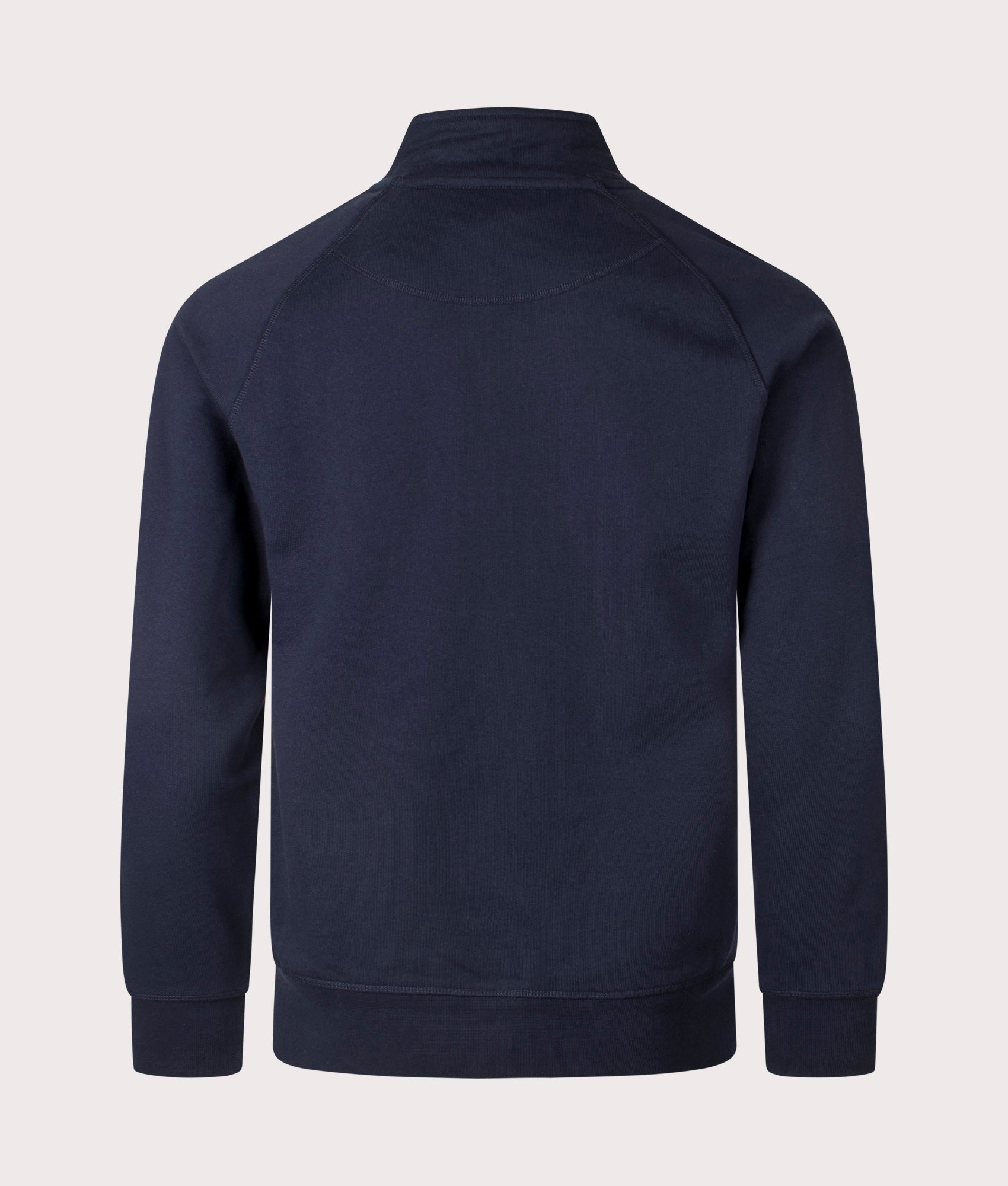 Marshall Artist Relaxed Fit Foundation Quarter Zip Sweatshirt in Navy. Shot at EQVVS. Back shot