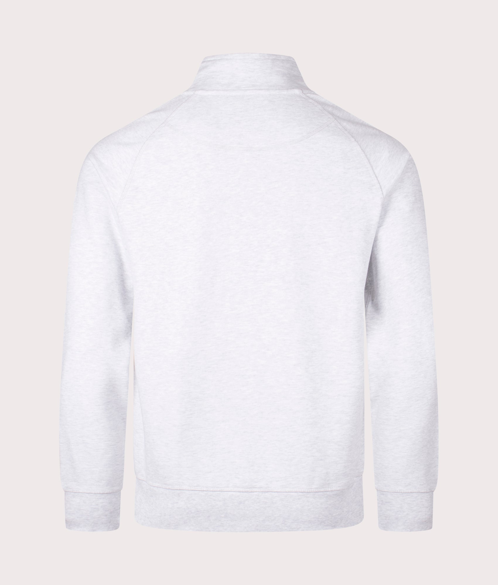 Marshall Artist Relaxed Fit Foundation Quarter Zip Sweatshirt in Snow Marl. Shot at EQVVS. Back shot