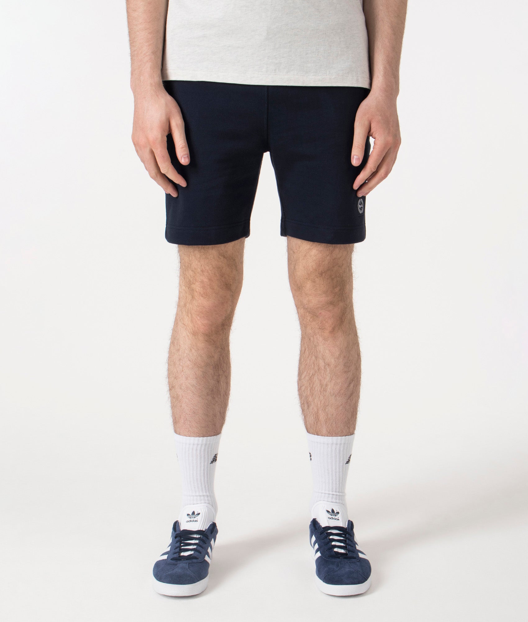Marshall Artist Foundation Shorts in Navy at EQVVS. Front Shot.