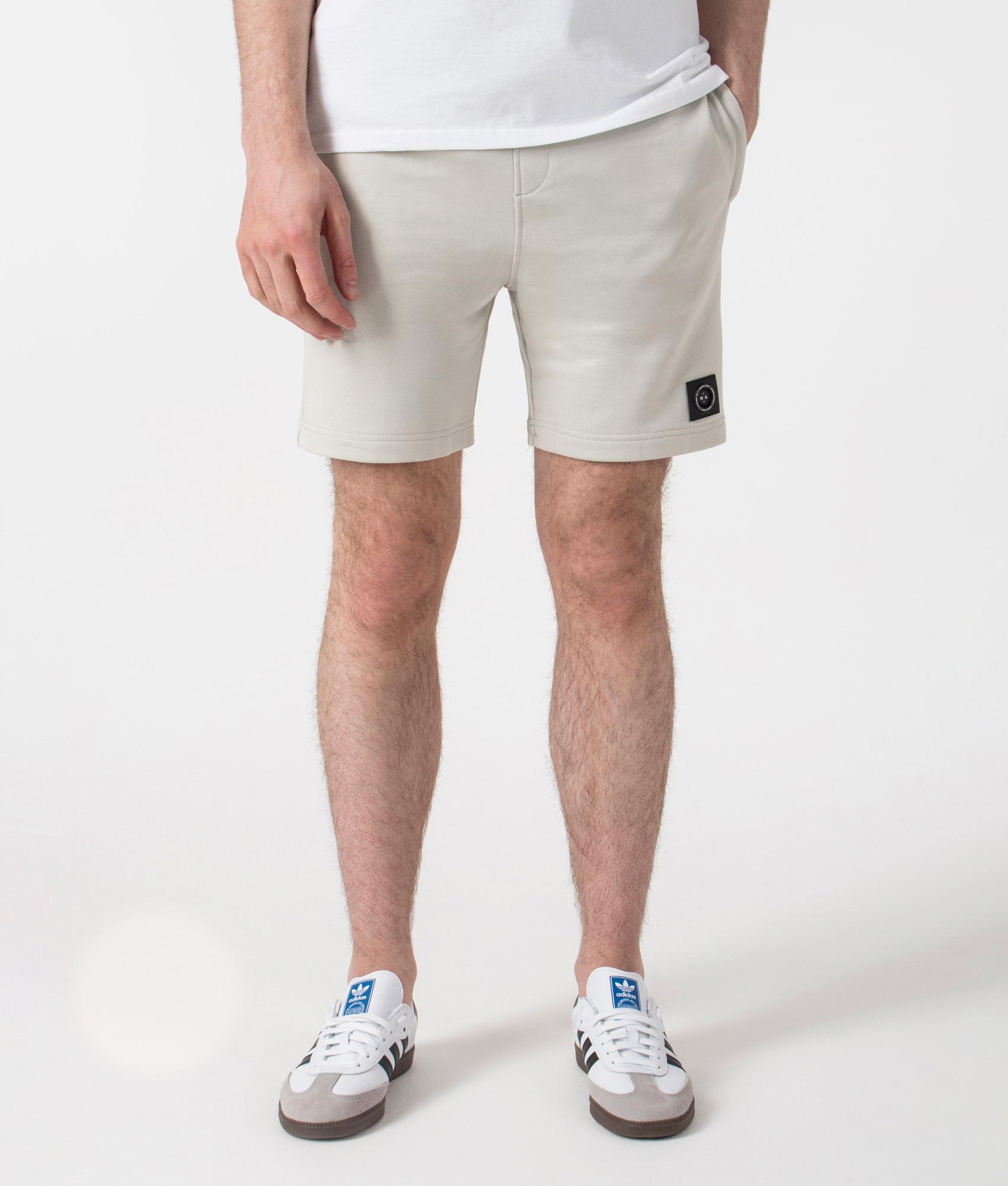 Marshall Artist Siren Shorts in Dove Grey at EQVVS. Front Shot.
