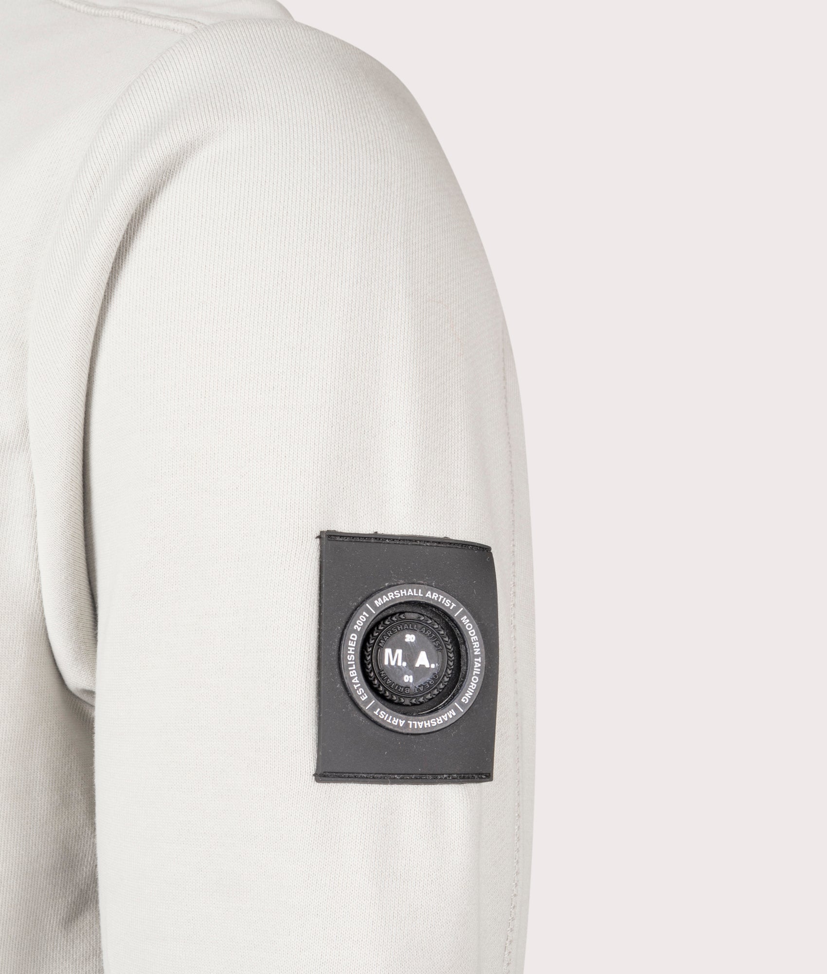 Marshall Artist Siren Sweatshirt in Dove Grey. Shot at EQVVS. Detail shot