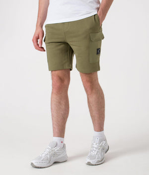 Aksu Jersey Cargo Shorts. Shot by EQVVS. Front angled model shot.