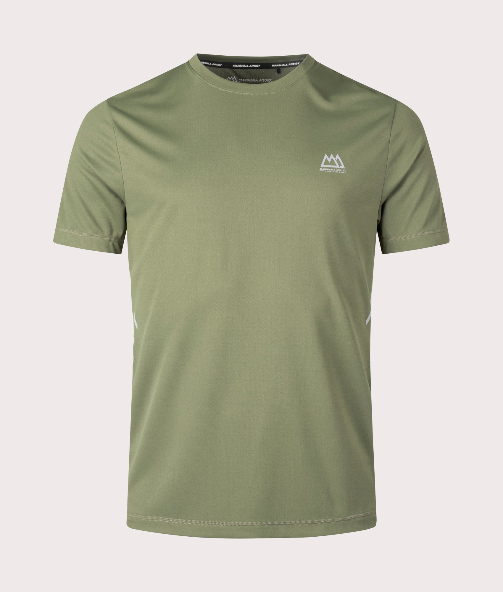 Marshall Artist Nevis T-Shirt in Khaki Green at EQVVS. Front Shot.