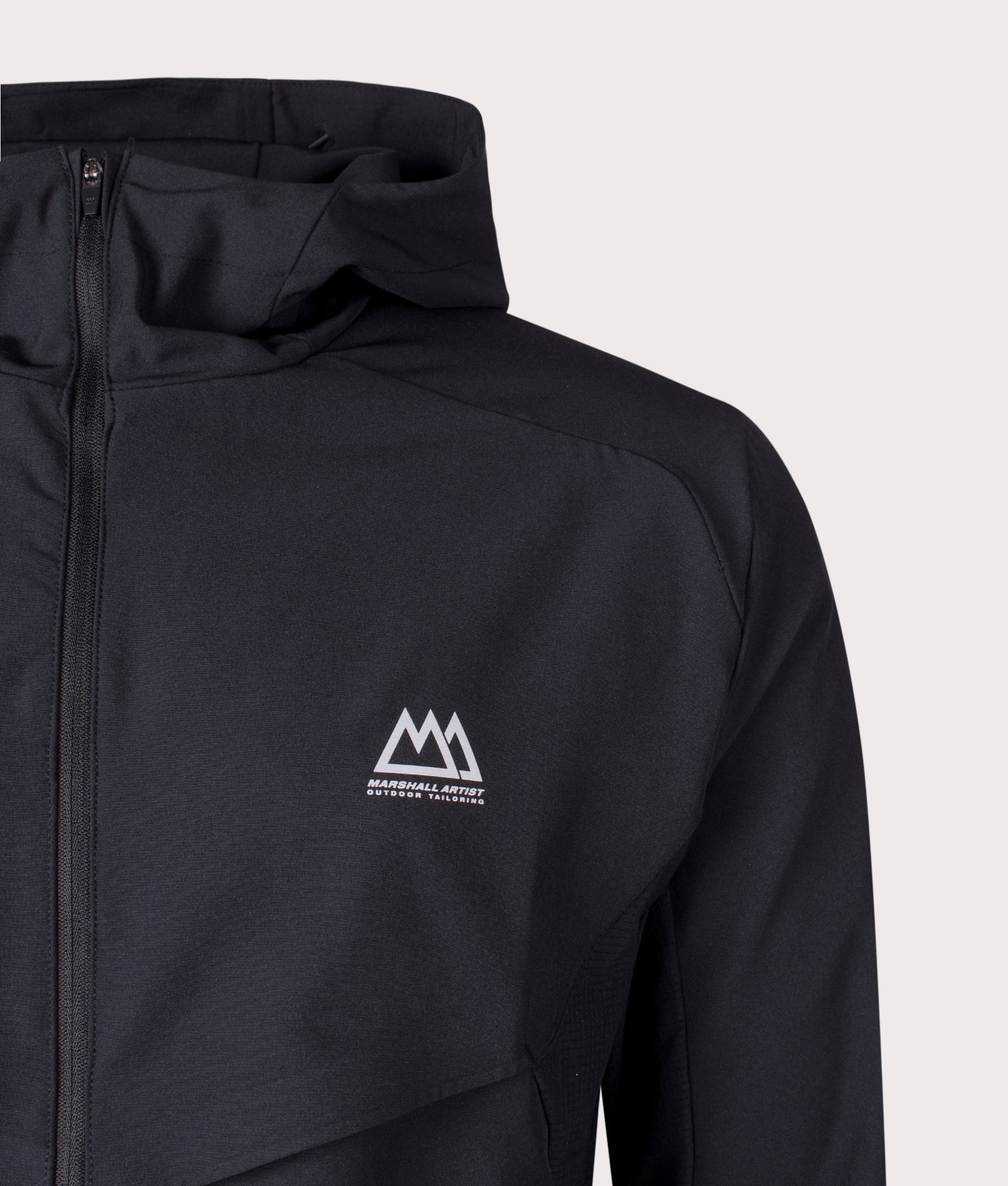 Marshall Strike Track Top in Black at EQVVS. Detail Shot.