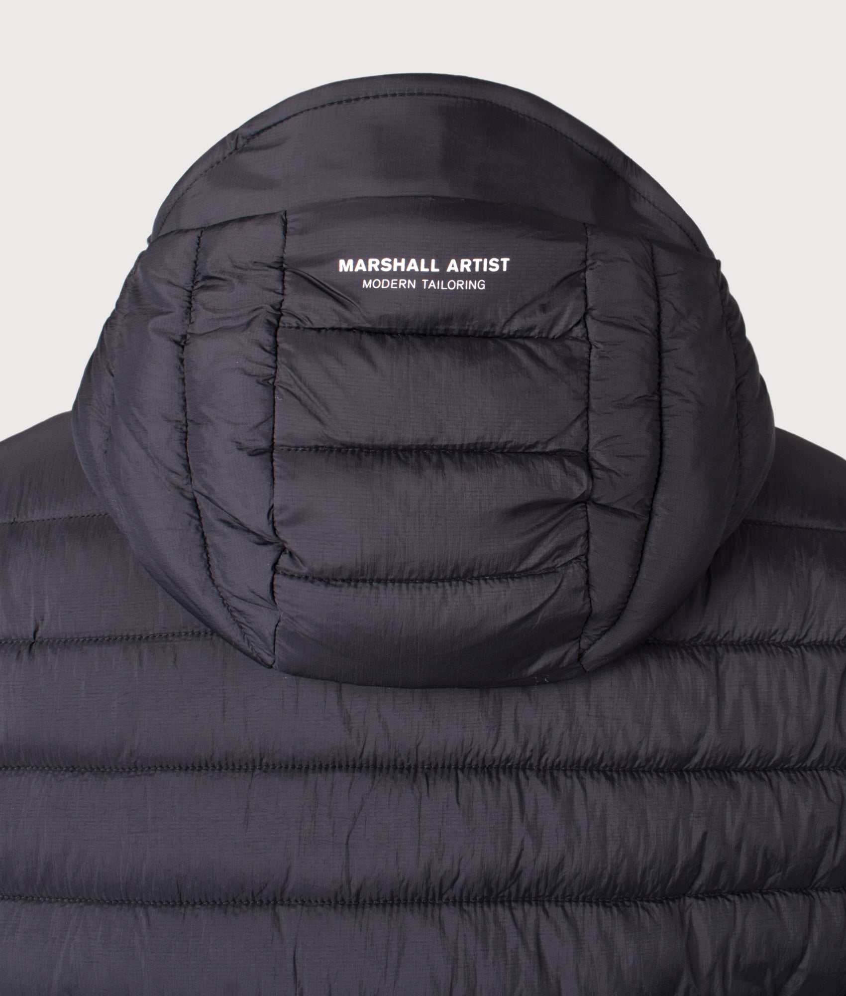 Ashdale Bubble Jacket in Black | Nylon Shell | Marshall Artist | EQVVS | Back detail shot 
