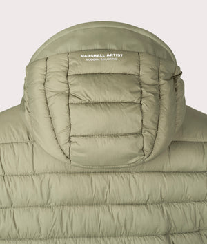 Ashdale Bubble Jacket by Marshall Artist in Khaki. Shot by EQVVS. Back Detail Shot.