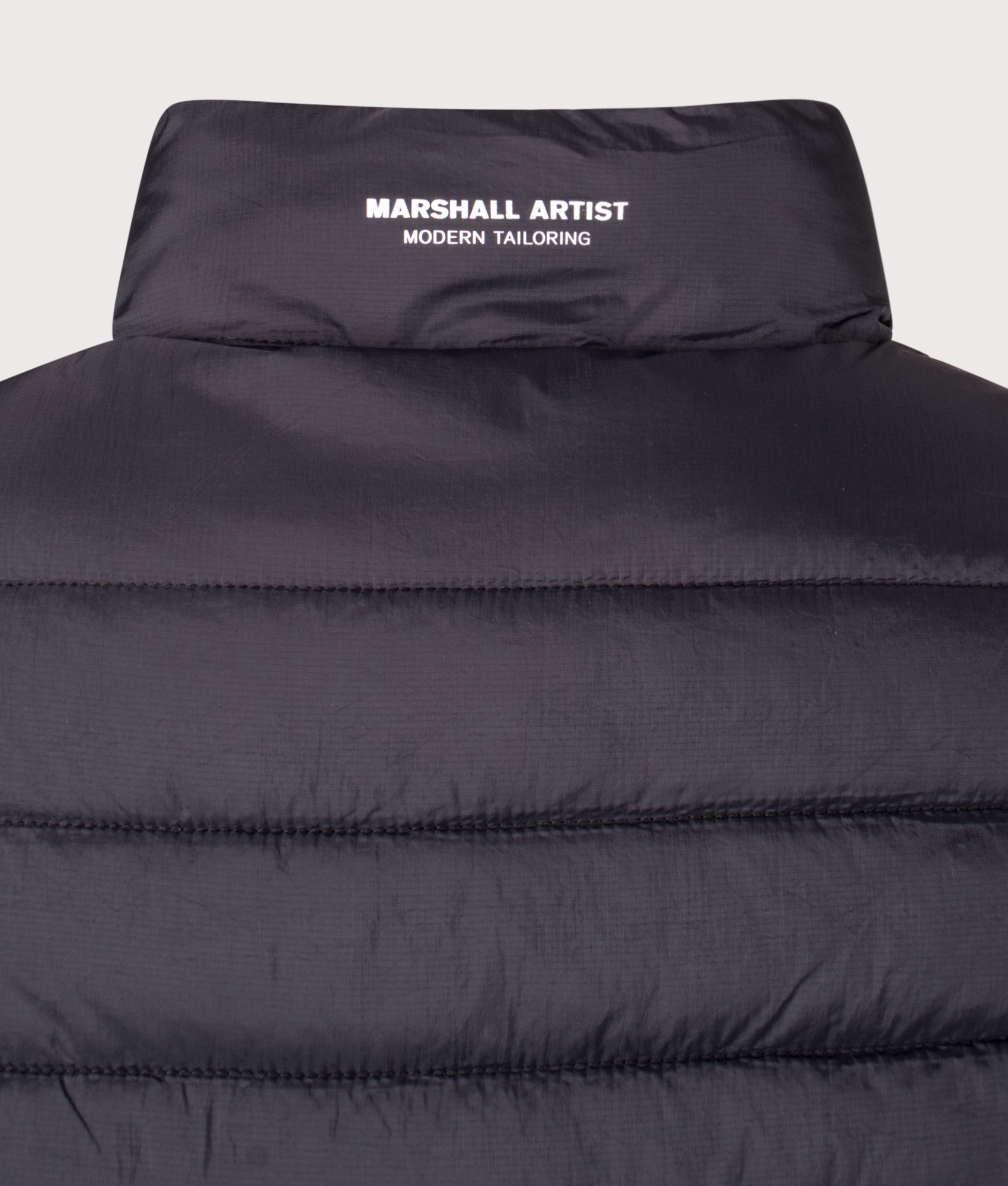 Oakdale Bubble Vest in Black | Nylon Shell | Marshall Artist | EQVVS | Back detail shot 