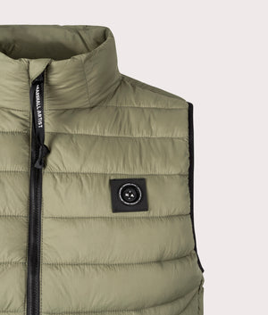 Oakdale Bubble Vest by Marshall Artist in Khaki. Shot by EQVVS. Detail shot.