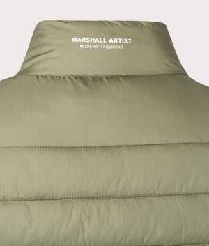 Oakdale Bubble Vest by Marshall Artist in Khaki. Shot by EQVVS. Back Detail shot.