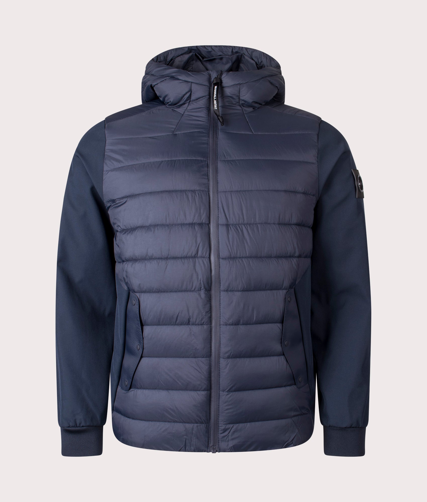 The Marshall Artist Forseti Jacket in Navy at EQVVS Menswear. Front shot.