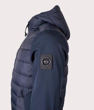 The Marshall Artist Forseti Jacket in Navy at EQVVS Menswear. Detail shot.