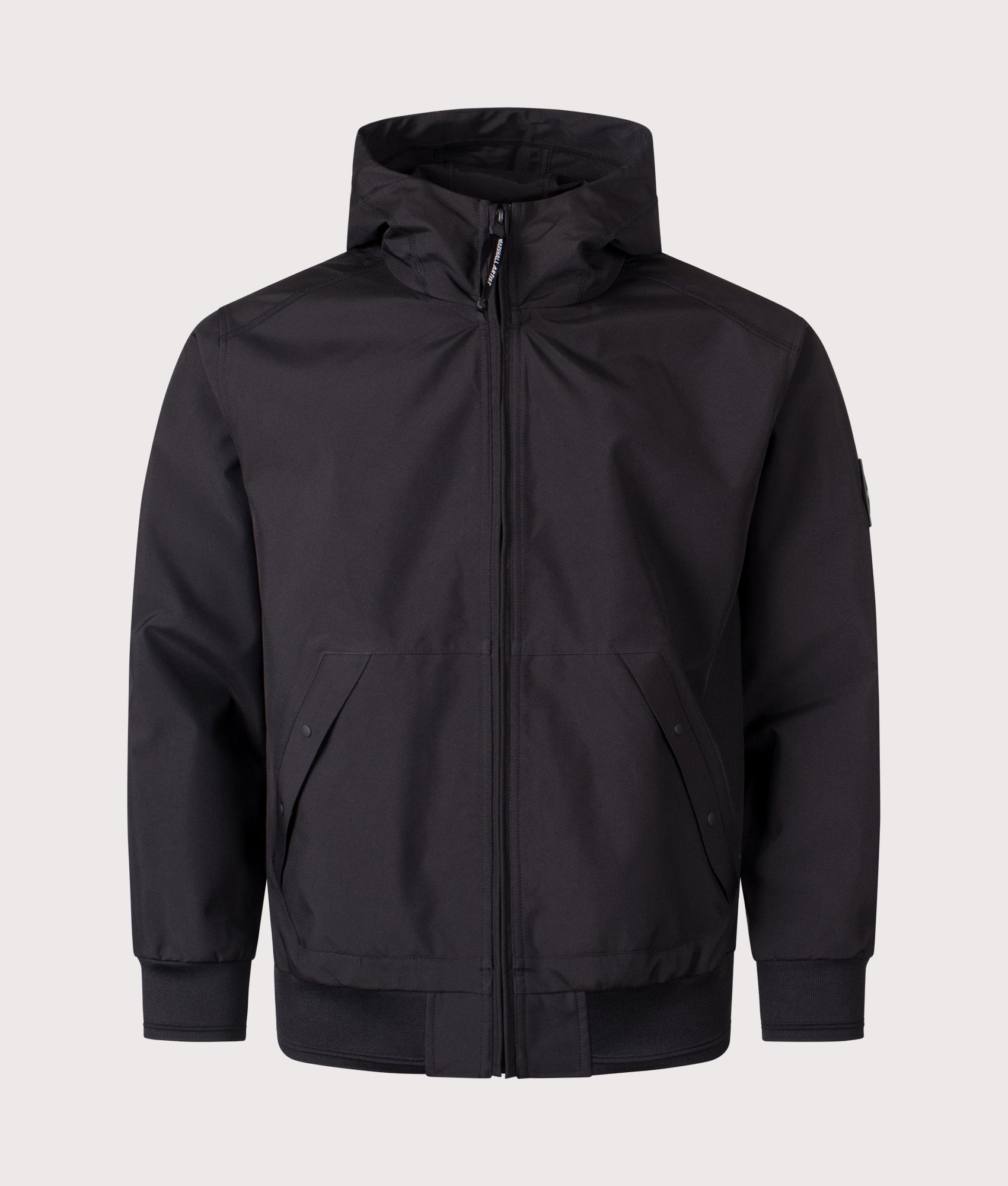 Marshall Artist Meldon Liteshell Jacket in Black at EQVVS Menswear. Front shot.