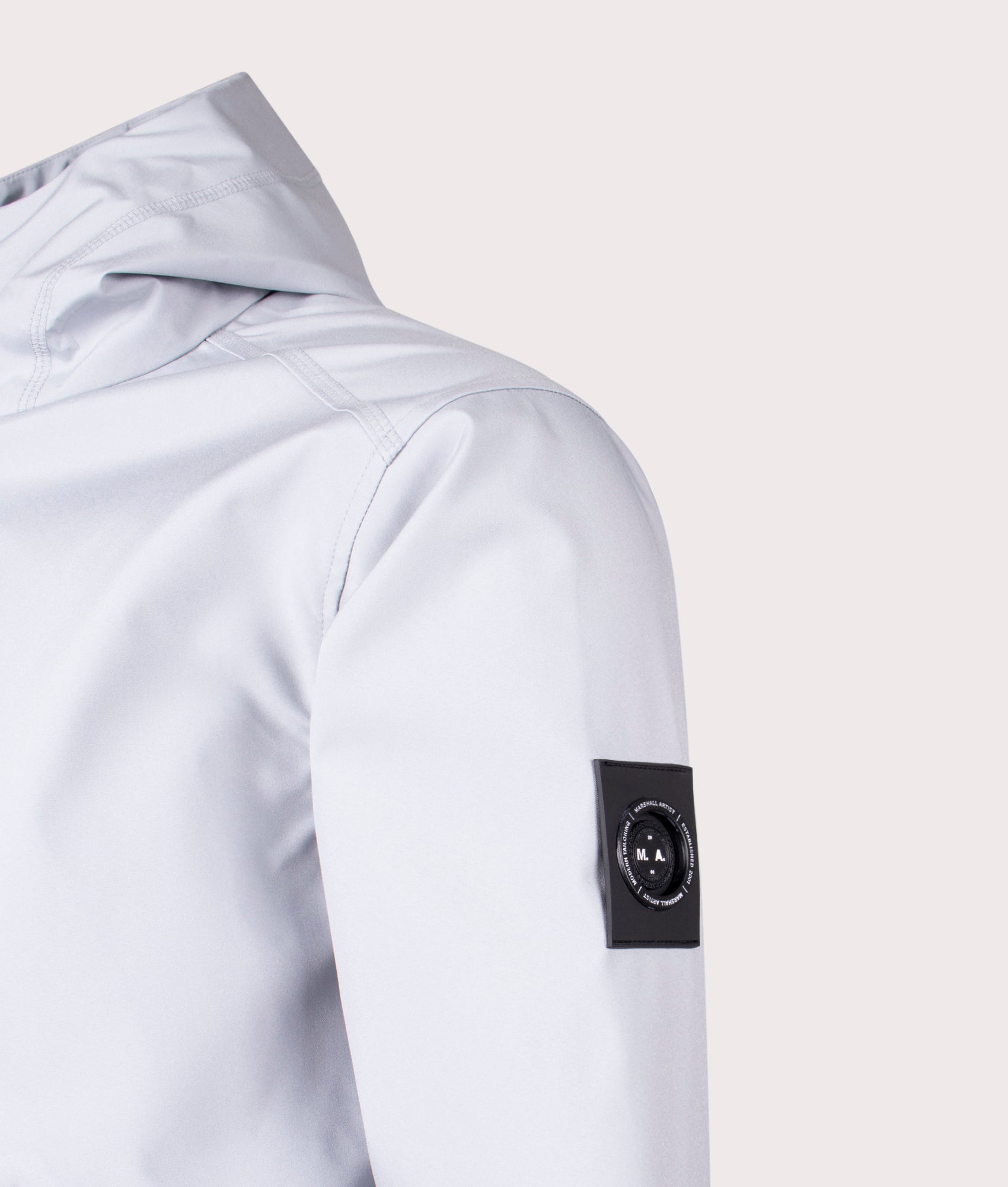 Meldon Liteshell Jacket by Marshall Artist in Ghost Grey. Shot by EQVVS. Detail shot.