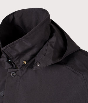 Brunswick Trench Coat by Marshall Artist in Black. Shot by EQVVS. Detail collar shot.