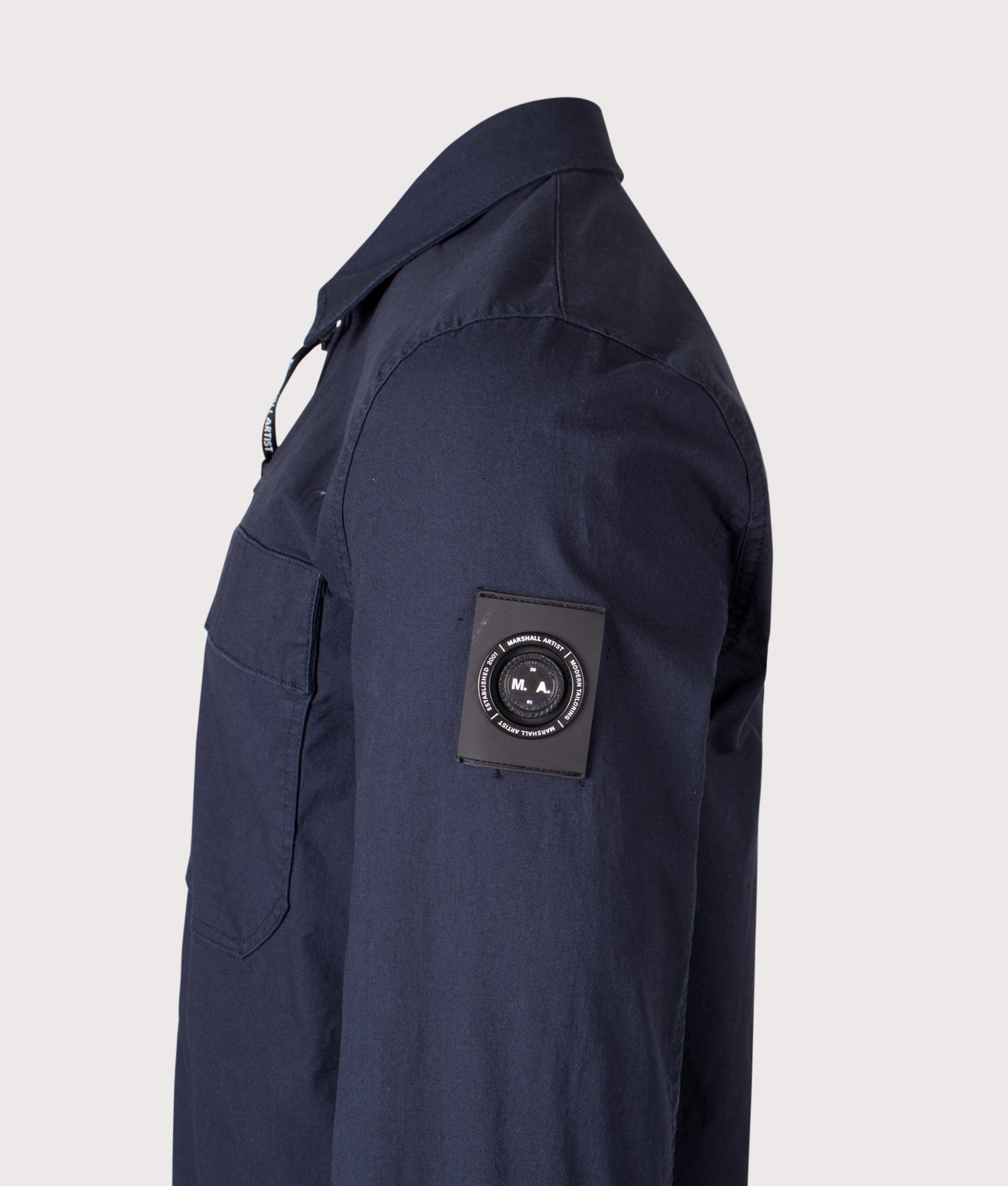 Stratton Overshirt in Navy | Marshall Artist | EQVVS | Side detail shot 