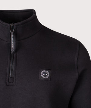 Marchio Quarter Zip Sweatshirt by Marshall Artist in Black. Shot by EQVVS. Detail shot.