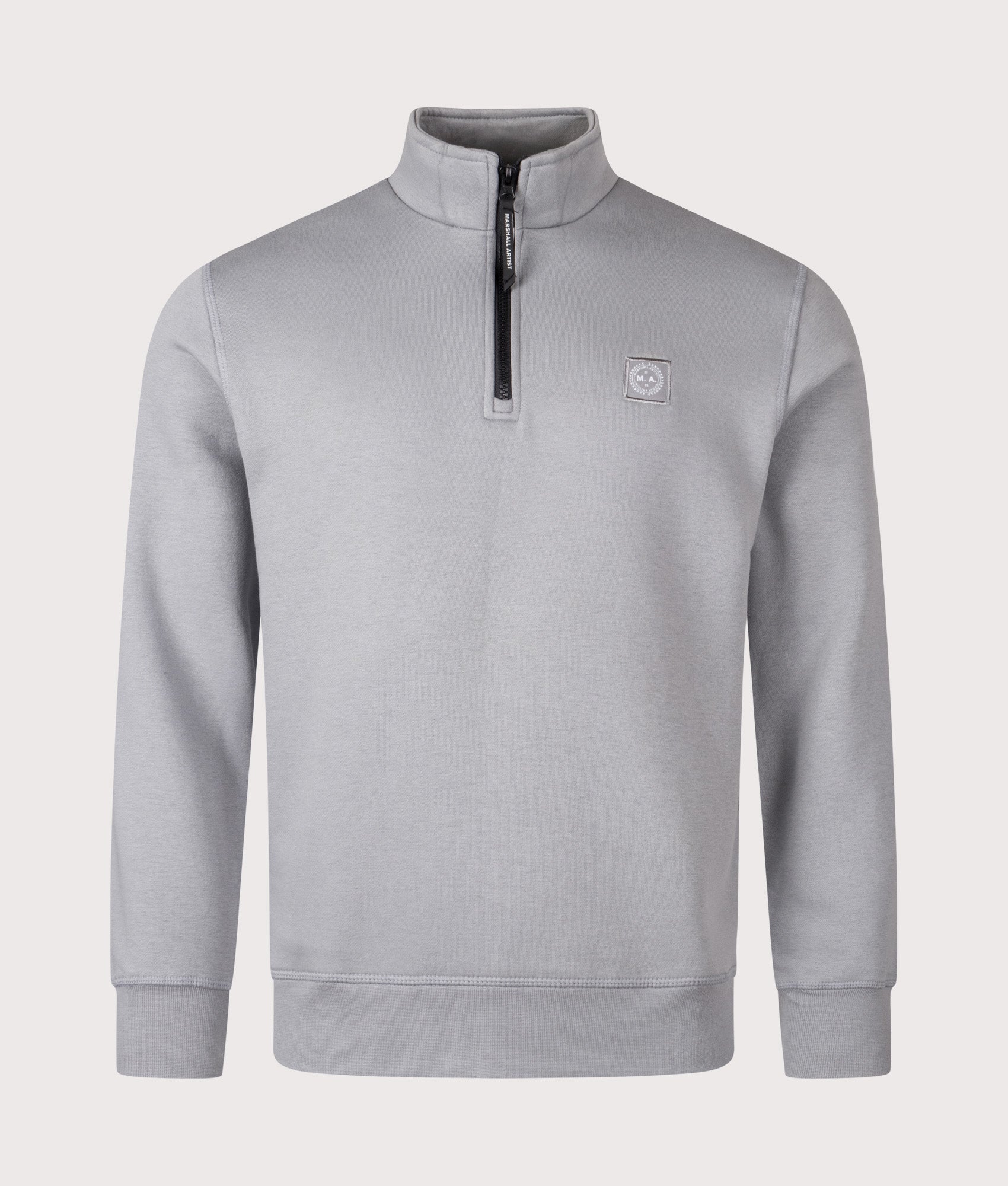Marchio Quarter Zip Sweatshirt by Marshall Artist in Nardo Grey. Shot by EQVVS. Front shot.