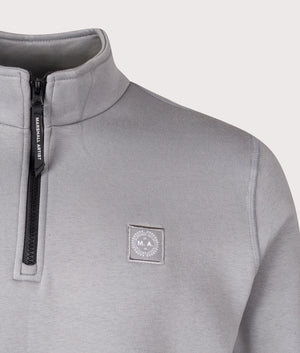 Marchio Quarter Zip Sweatshirt by Marshall Artist in Nardo Grey. Shot by EQVVS. Detail shot.