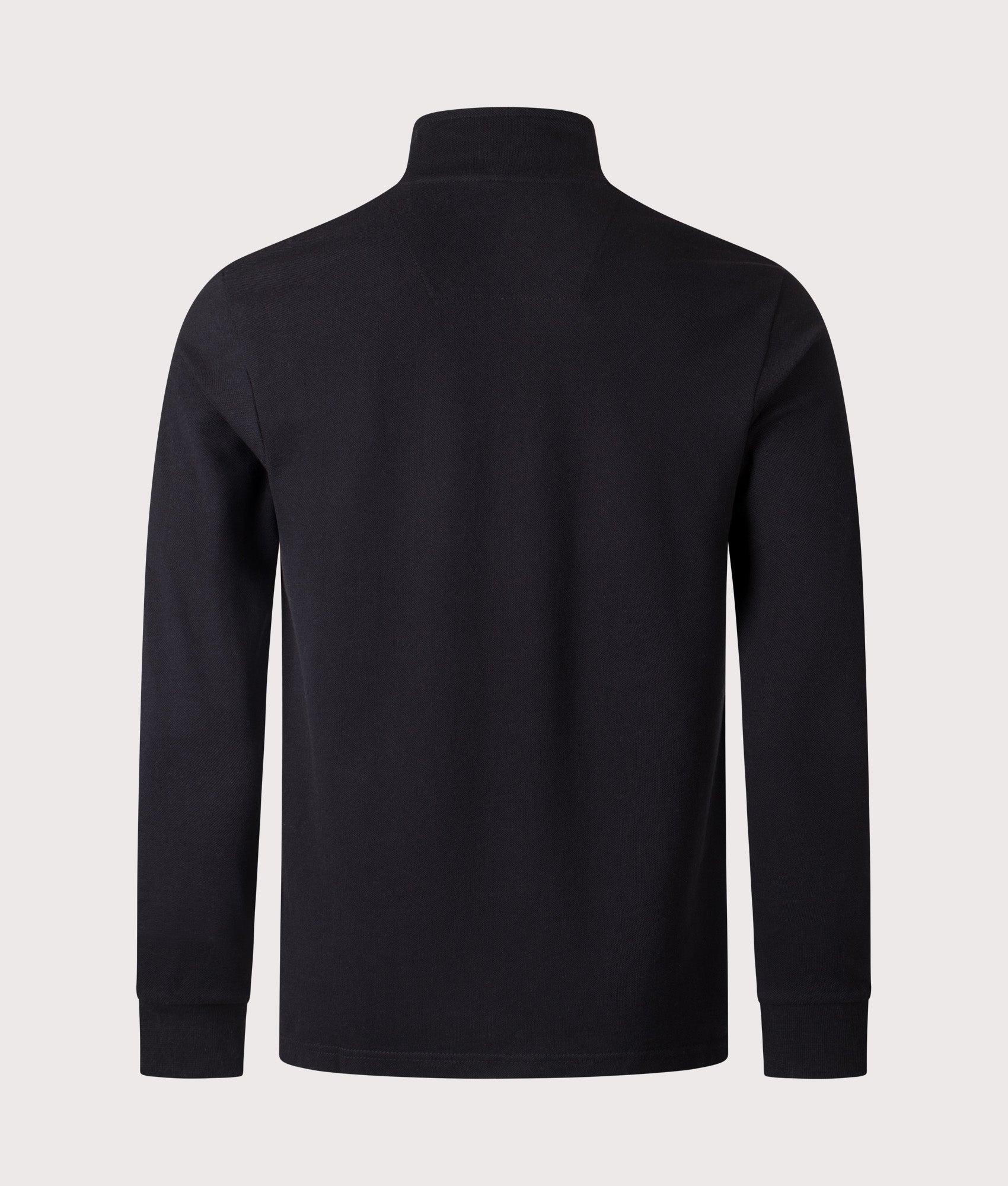 Marchio Piqué Quarter Zip Sweatshirt by Marshall Artist in Black. Shot by EQVVS. Back shot.