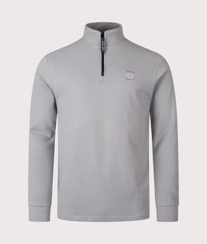 Marchio Piqué Quarter Zip Sweatshirt by Marshall Artist in Nardo Grey. Shot by EQVVS. Detail shot.