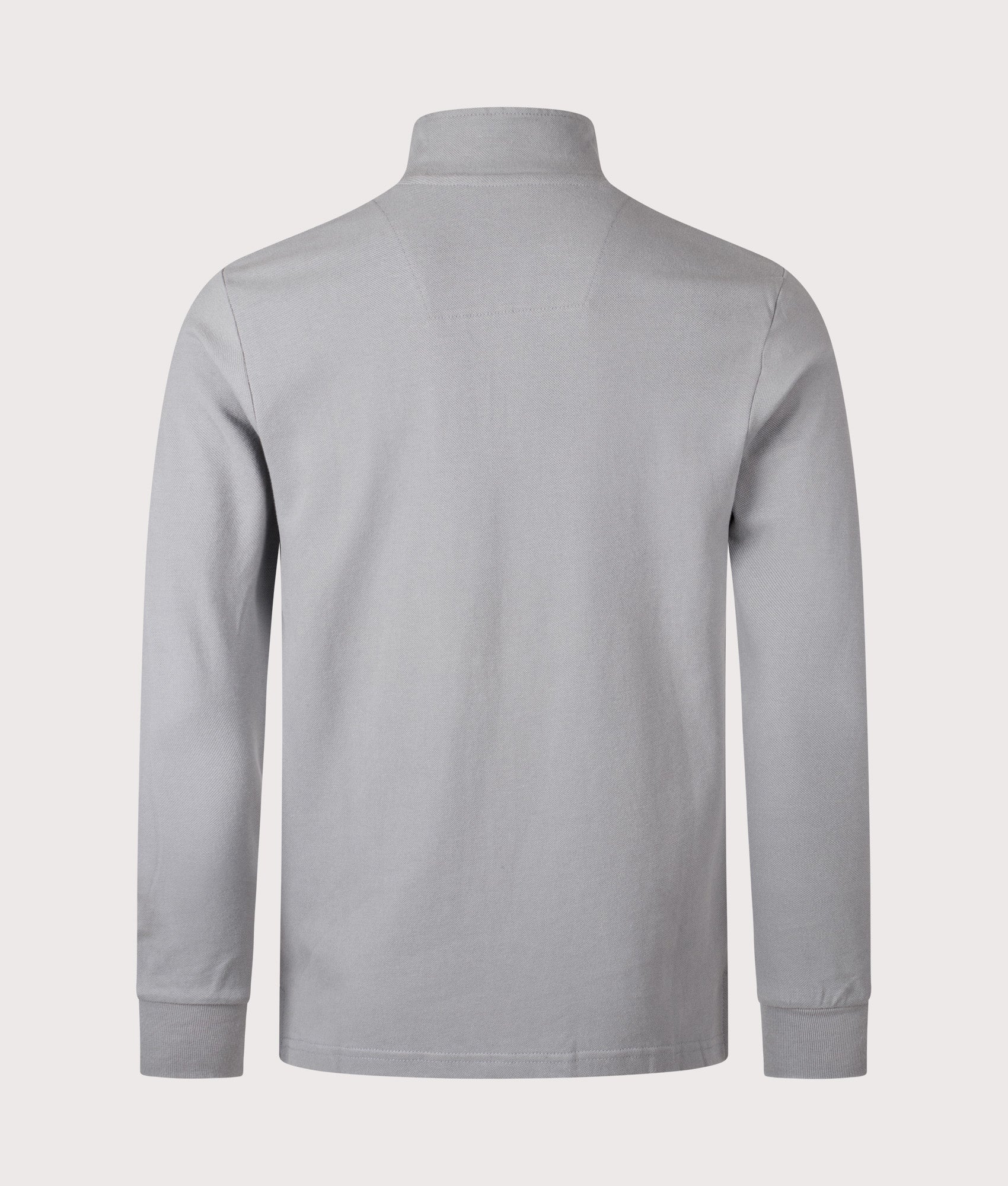 Marchio Piqué Quarter Zip Sweatshirt by Marshall Artist in Nardo Grey. Shot by EQVVS. Back shot.