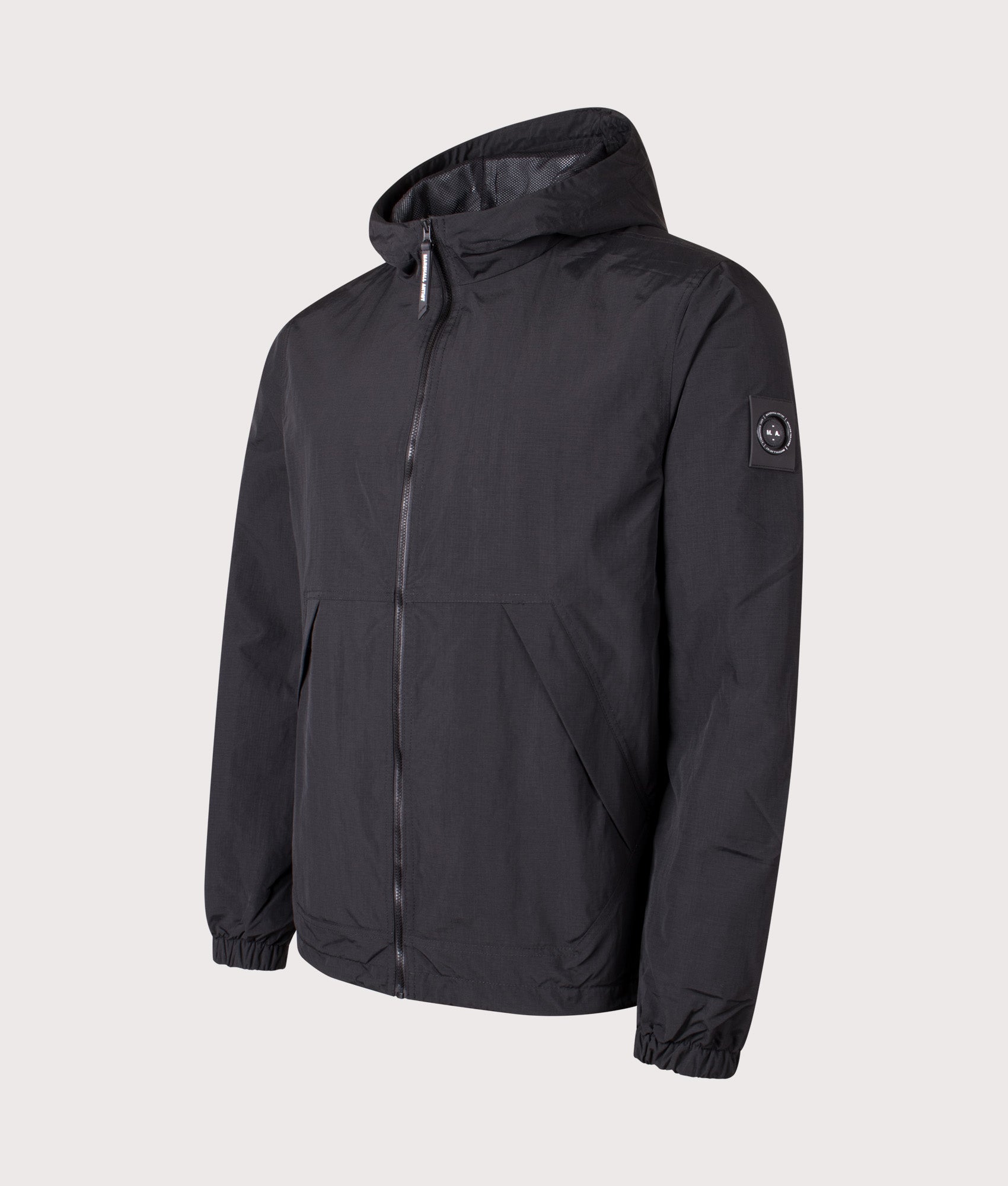 Alpha Lightweight Jacket by Marshall Artist in Black. Shot by EQVVS. Front detail shot.