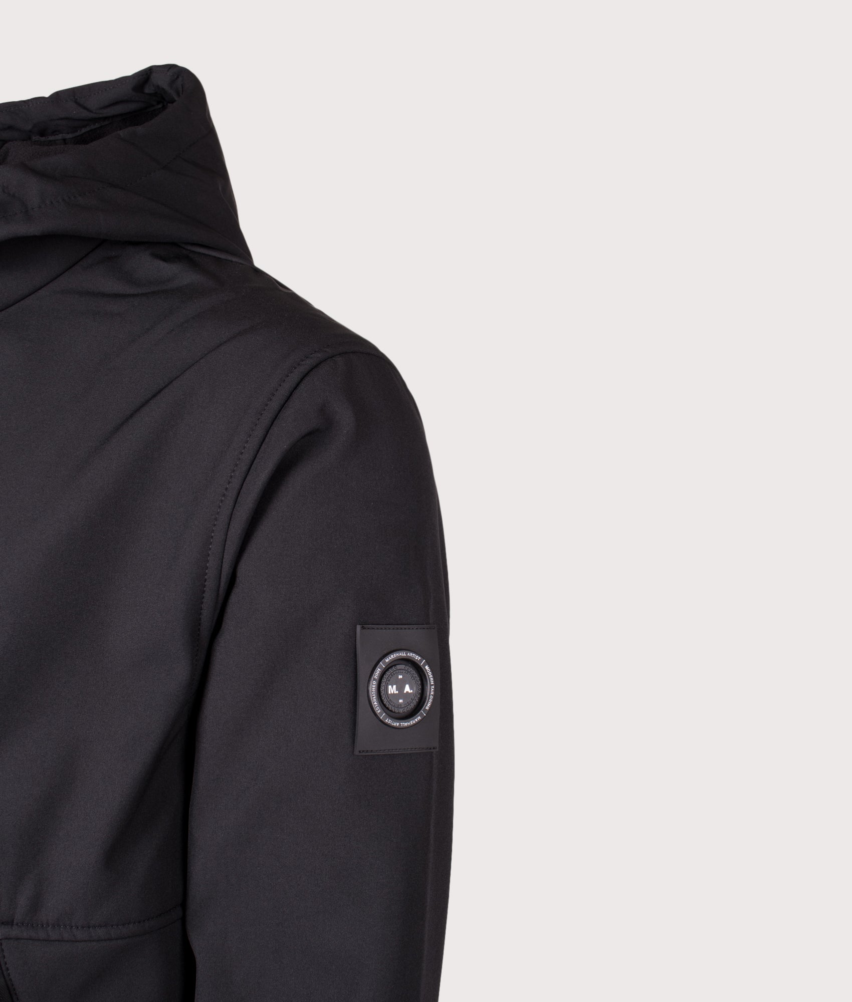 Prova Softshell Jacket by Marshall Artist in Black. Shot by EQVVS. Detail shot.