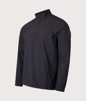 Lennox Quarter Zip Sweatshirt by Marshall Artist in Black. Shot by EQVVS. Front detail shot.