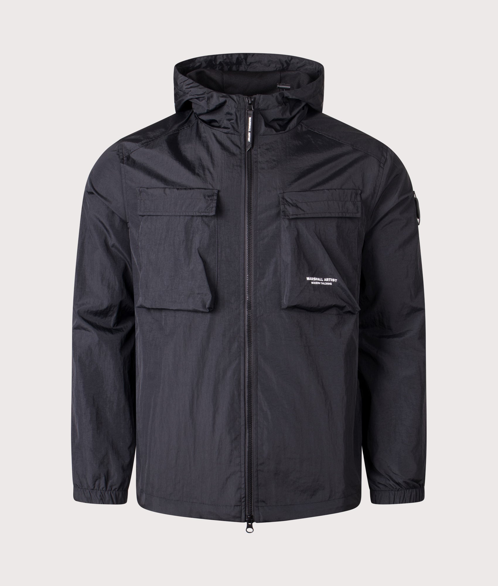 Crux Hooded Overshirt in Black | Marshall Artist | EQVVS | Front shot 