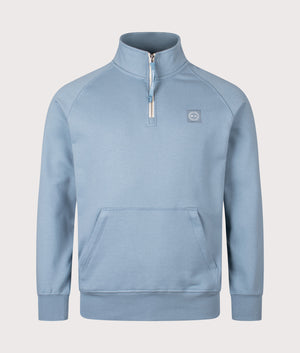 Foundation Quarter Zip Sweatshirt in Steel Blue | 100% Cotton | Marshall Artist | Shot at EQVVS | Front shot 