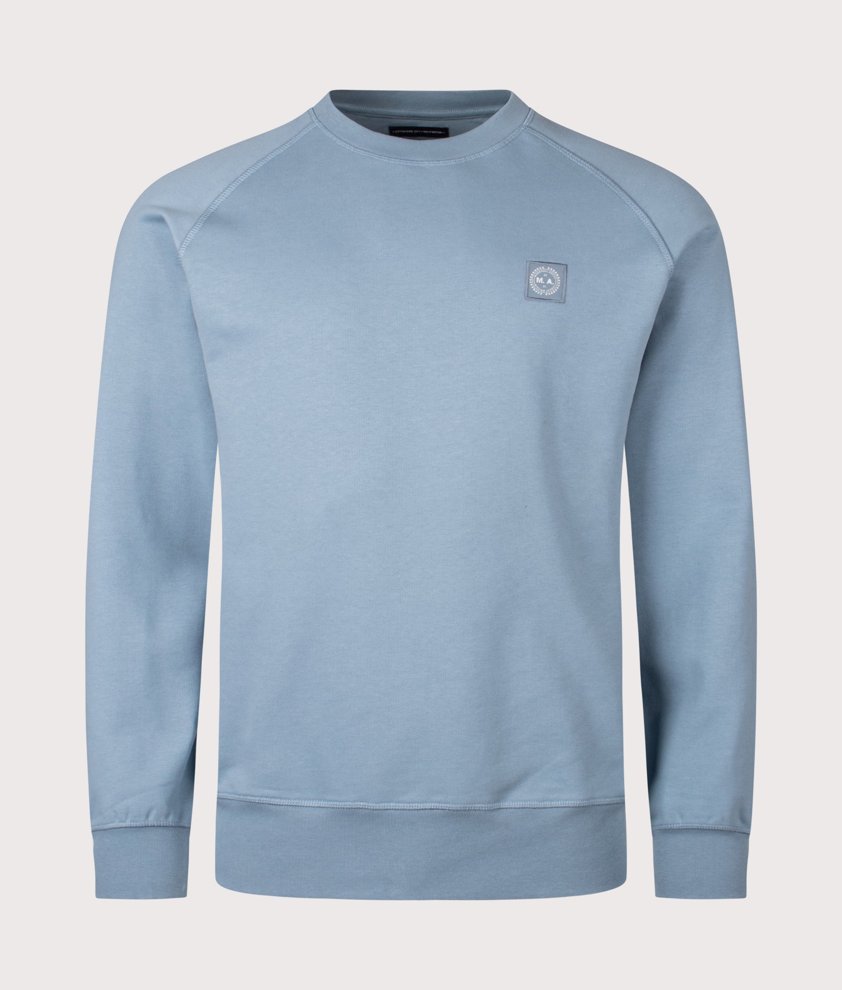 Foundation Crew Neck Sweatshirt in Steel Blue | 100% Cotton | Marshall Artist | Shot at EQVVS | Front shot 