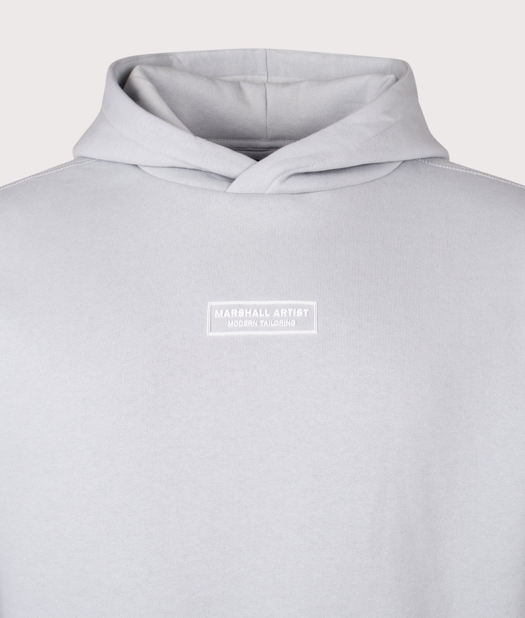 Siren Overhead Hoodie in Ghost Grey | 100% Cotton | Marshall Artist | Shot at EQVVS | Front detail shot 