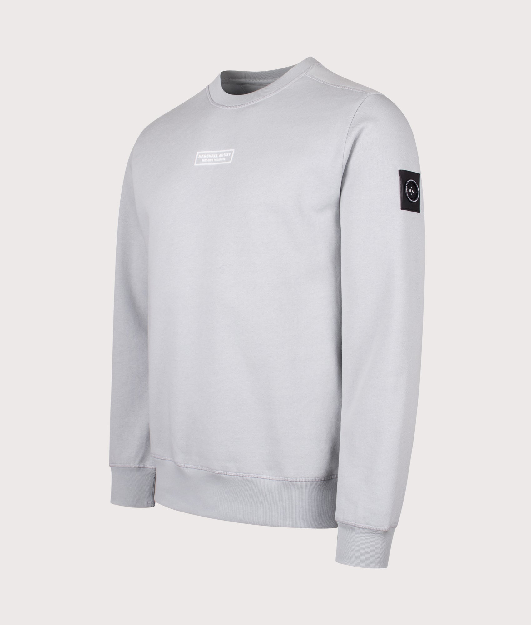 Siren Sweatshirt arrives in Ghost Grey | 100% Cotton | Marshall Artist | Shot at EQVVS | Front angle shot