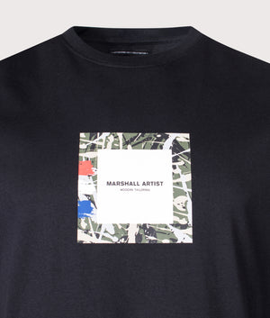 Adored Box Logo T-Shirt in Black | 100% Cotton | Marshall Artist | Shot at EQVVS | Front detail shot 