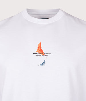 Aspen T-Shirt in White | 100% Cotton | Marshall Artist | Shot at EQVVS | Front detail shot 
