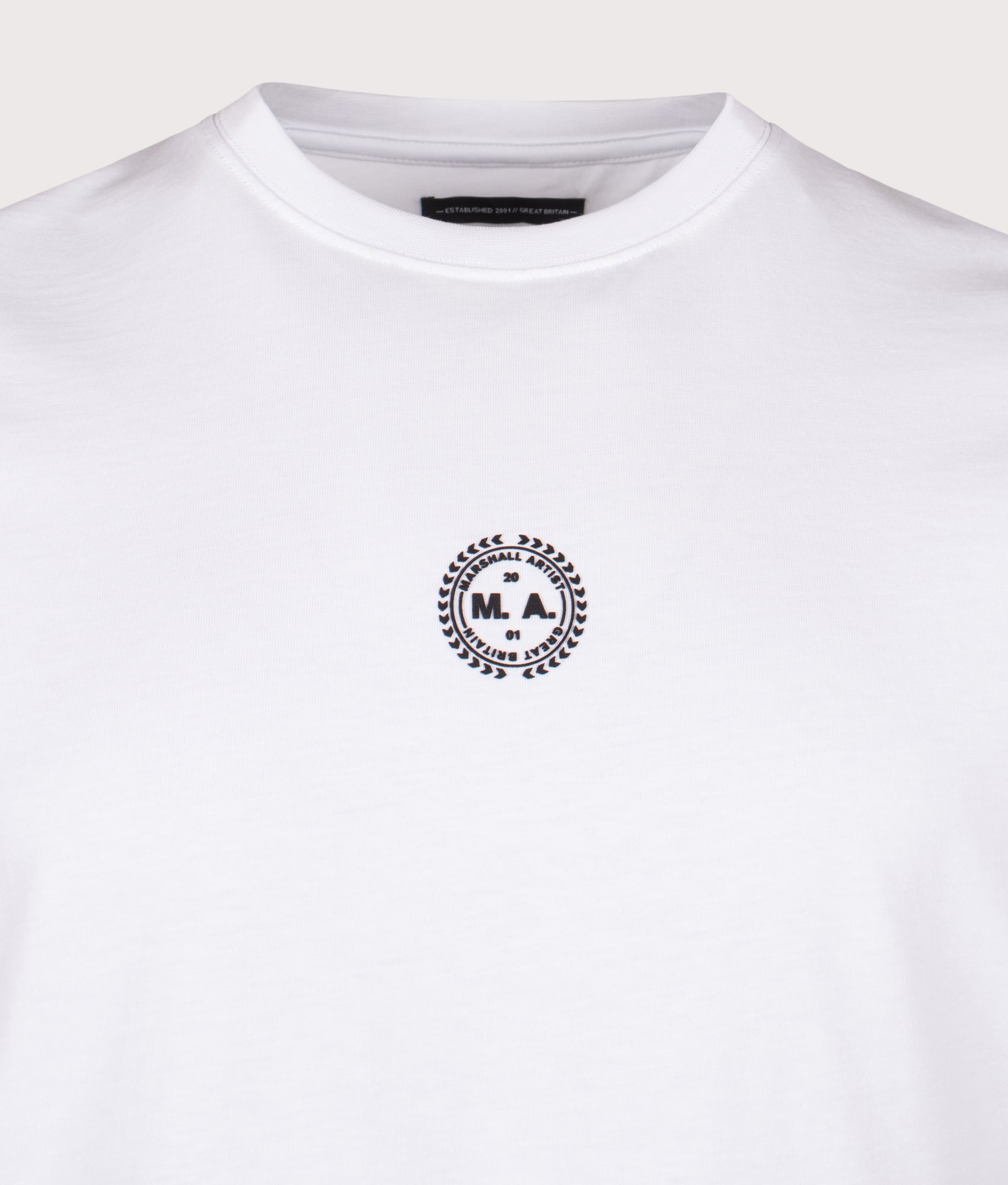 Karma T-Shirt in White. 100% Cotton | Marshall Artist | EQVVS | Front detail shot 