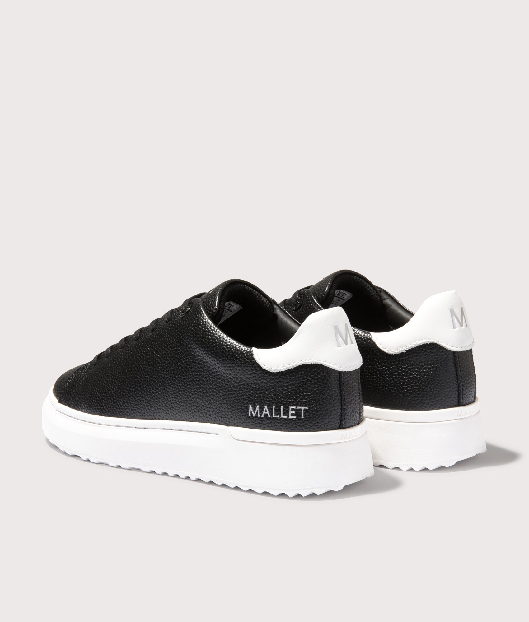 Mallet GRFTR Lite Trainers in Black / White Tab. Shot at EQVVS. Back shot. 