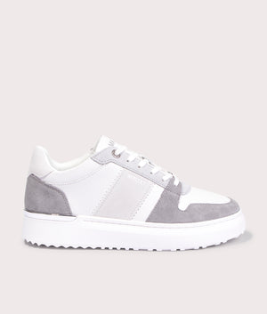 Mallet Hoxton Lite Trainers in White/Grey. Shot at EQVVS. Side shot. 